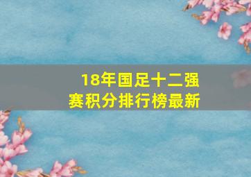 18年国足十二强赛积分排行榜最新