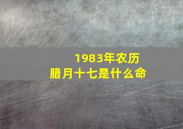 1983年农历腊月十七是什么命