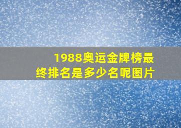 1988奥运金牌榜最终排名是多少名呢图片