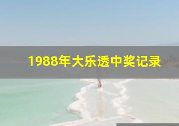 1988年大乐透中奖记录