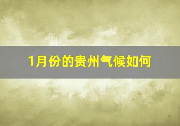 1月份的贵州气候如何