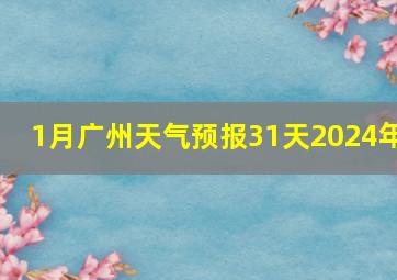 1月广州天气预报31天2024年