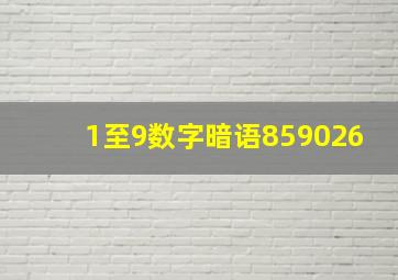 1至9数字暗语859026