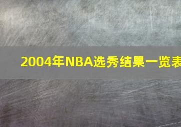 2004年NBA选秀结果一览表