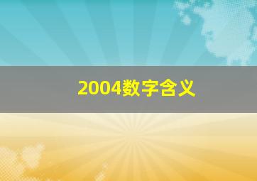 2004数字含义