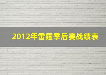 2012年雷霆季后赛战绩表