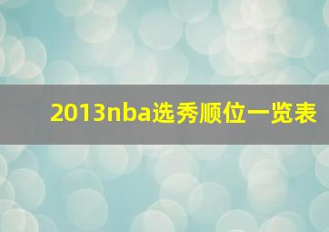 2013nba选秀顺位一览表