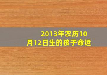 2013年农历10月12日生的孩子命运