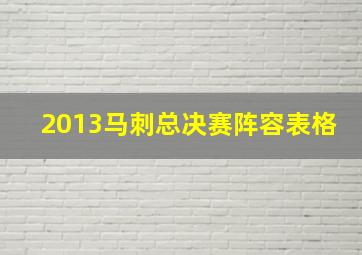 2013马刺总决赛阵容表格