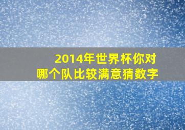 2014年世界杯你对哪个队比较满意猜数字