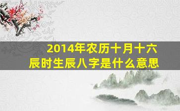 2014年农历十月十六辰时生辰八字是什么意思