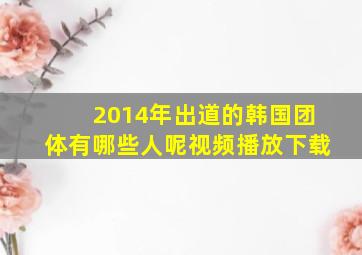 2014年出道的韩国团体有哪些人呢视频播放下载