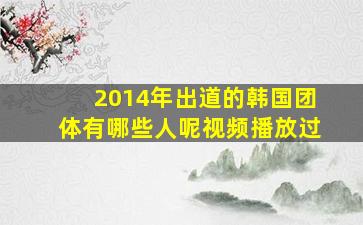 2014年出道的韩国团体有哪些人呢视频播放过