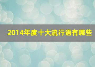 2014年度十大流行语有哪些