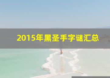 2015年黑圣手字谜汇总