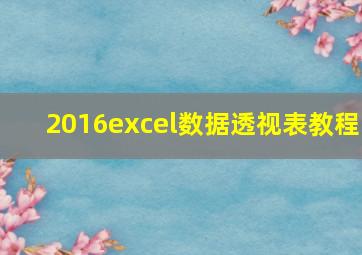 2016excel数据透视表教程