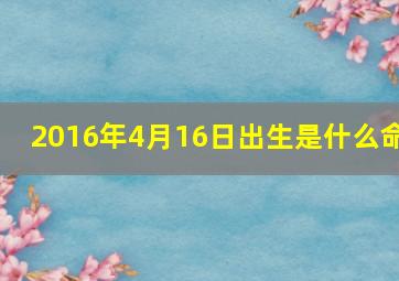 2016年4月16日出生是什么命