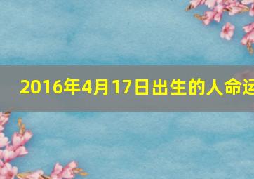 2016年4月17日出生的人命运