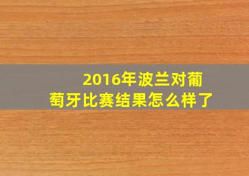 2016年波兰对葡萄牙比赛结果怎么样了