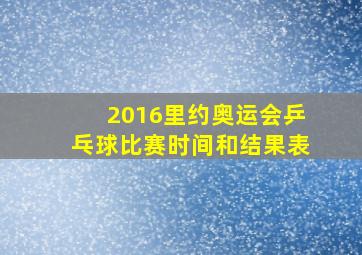 2016里约奥运会乒乓球比赛时间和结果表