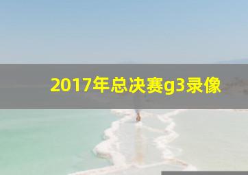 2017年总决赛g3录像