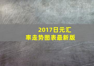 2017日元汇率走势图表最新版