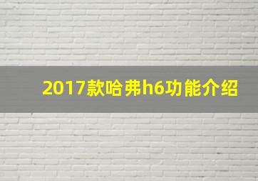 2017款哈弗h6功能介绍