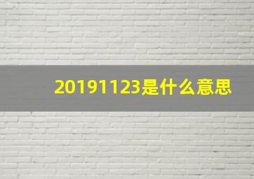 20191123是什么意思