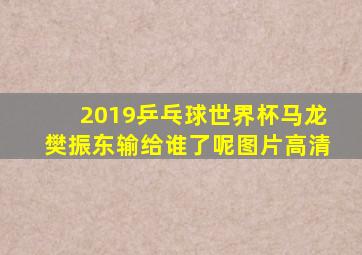 2019乒乓球世界杯马龙樊振东输给谁了呢图片高清