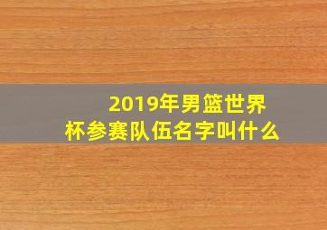 2019年男篮世界杯参赛队伍名字叫什么