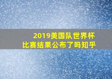 2019美国队世界杯比赛结果公布了吗知乎