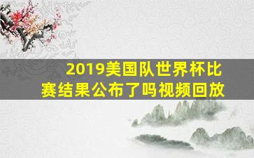 2019美国队世界杯比赛结果公布了吗视频回放