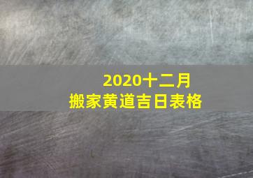 2020十二月搬家黄道吉日表格