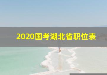 2020国考湖北省职位表