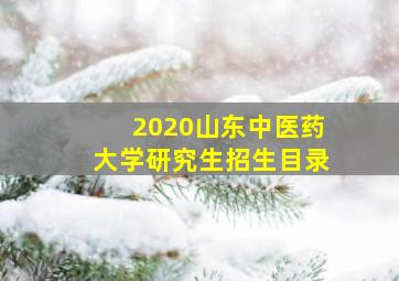 2020山东中医药大学研究生招生目录