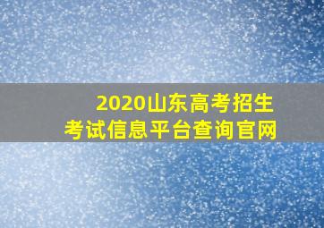 2020山东高考招生考试信息平台查询官网