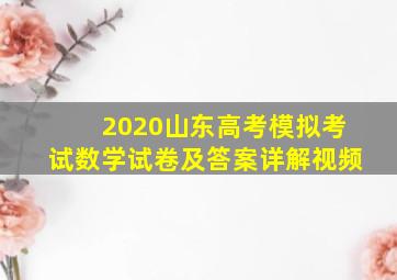 2020山东高考模拟考试数学试卷及答案详解视频