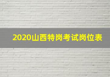 2020山西特岗考试岗位表