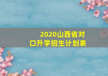 2020山西省对口升学招生计划表