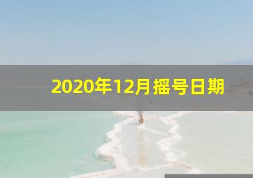 2020年12月摇号日期