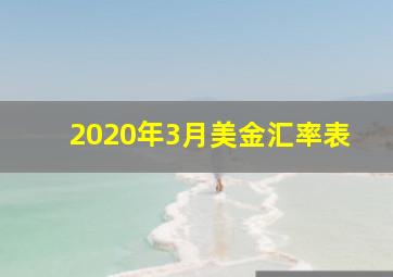 2020年3月美金汇率表