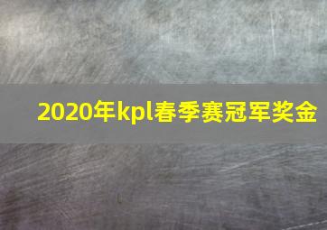 2020年kpl春季赛冠军奖金