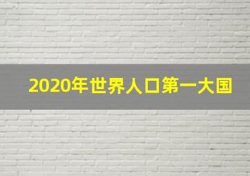 2020年世界人口第一大国