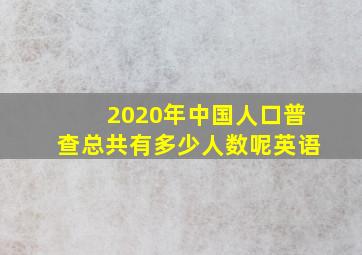 2020年中国人口普查总共有多少人数呢英语