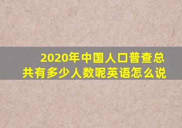 2020年中国人口普查总共有多少人数呢英语怎么说