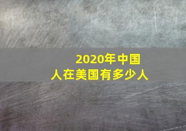 2020年中国人在美国有多少人