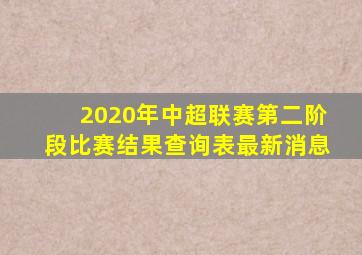 2020年中超联赛第二阶段比赛结果查询表最新消息