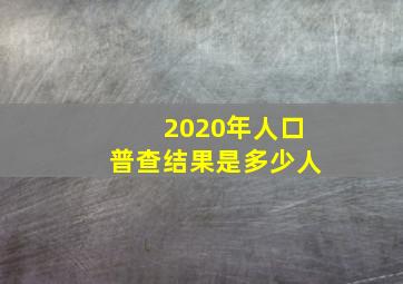 2020年人口普查结果是多少人