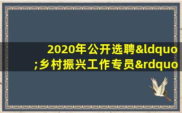 2020年公开选聘“乡村振兴工作专员”公告