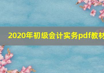 2020年初级会计实务pdf教材